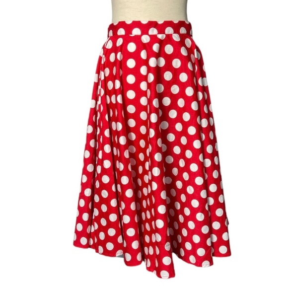 Hell Bunny Vixen Red & White Polka Dot Mariam Circle Skirt - Picture 2 of 7